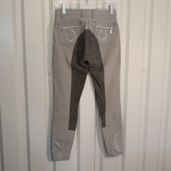 Cavallo Corona Womens Full Seat Breeches Gray Silver Embroidered Pockets Size 26 - Picture 2 of 9